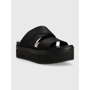 Calvin Klein dámské černé pantofle FLATFORM SANDAL WEBBING - 41 (BDS)